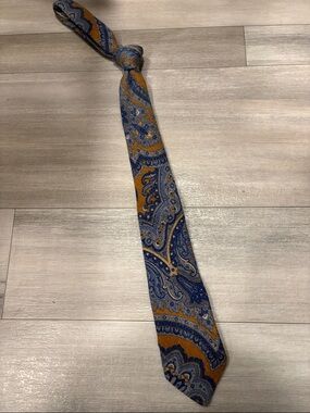 SuitSupply Paisley Tie in Blue and Orange